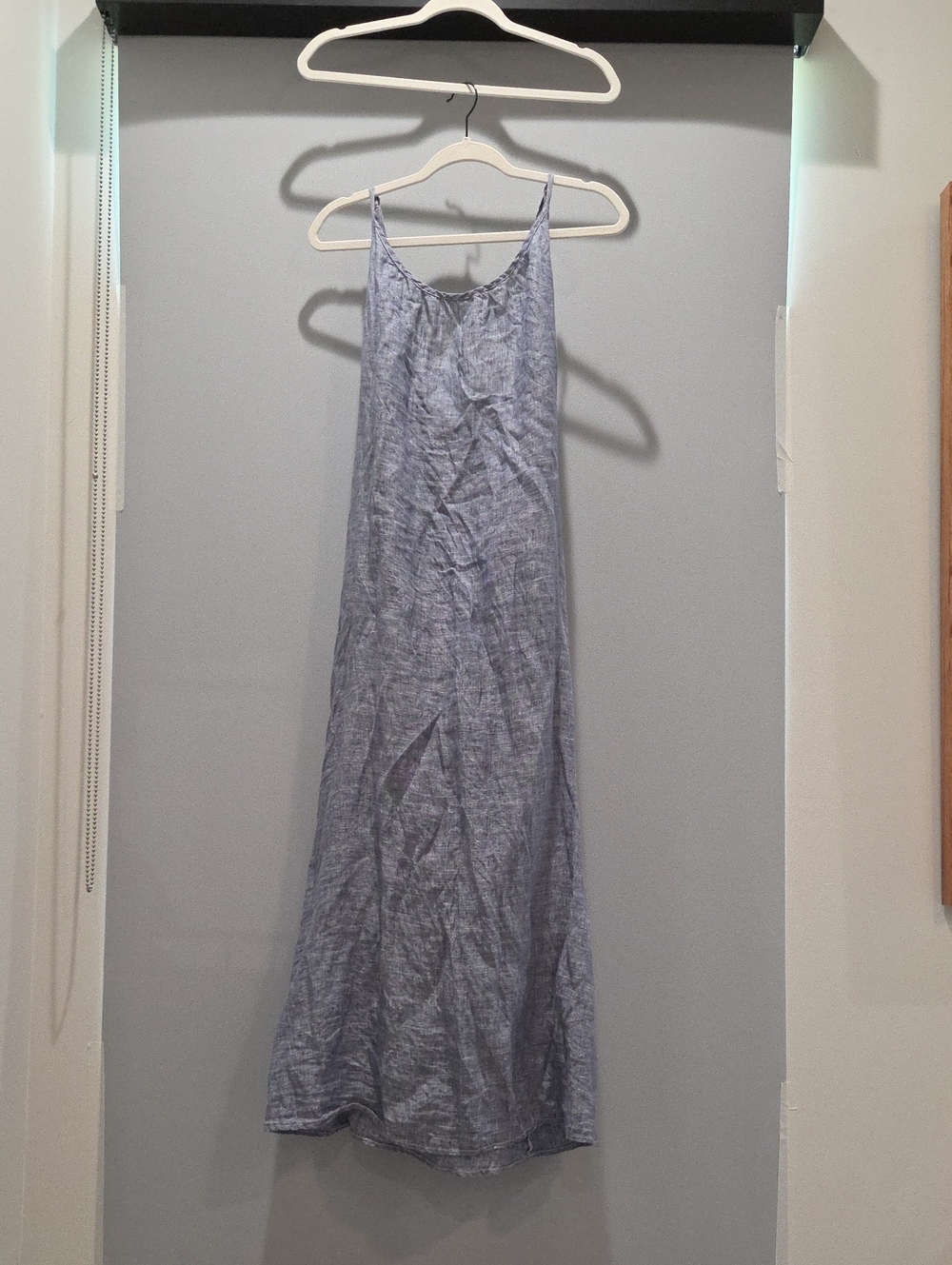 CP Shades Blue Linen Maxi Dress with Spaghetti Straps